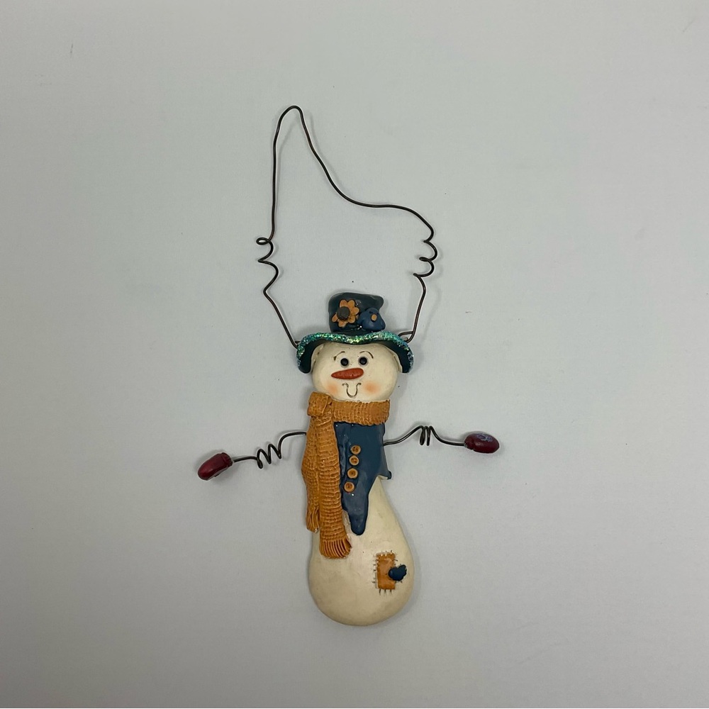 GANZ Snowman Ornament with Blue and Gold Accents